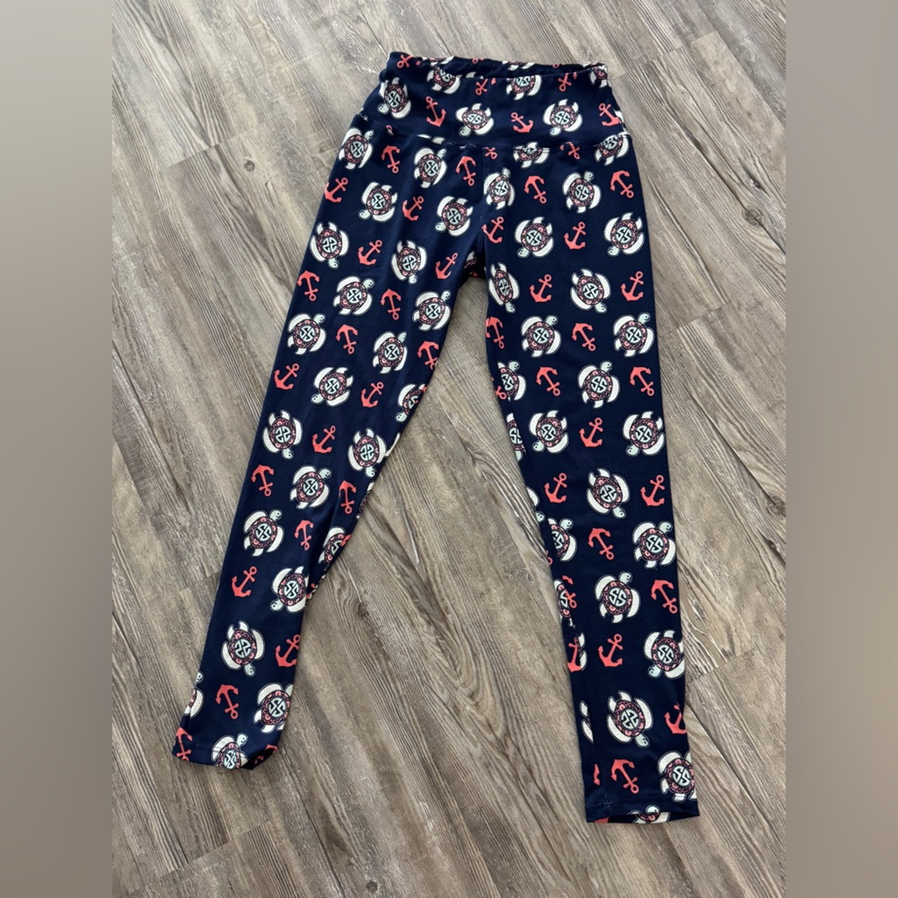 Simply Southern Blue anchor and turtle Leggings